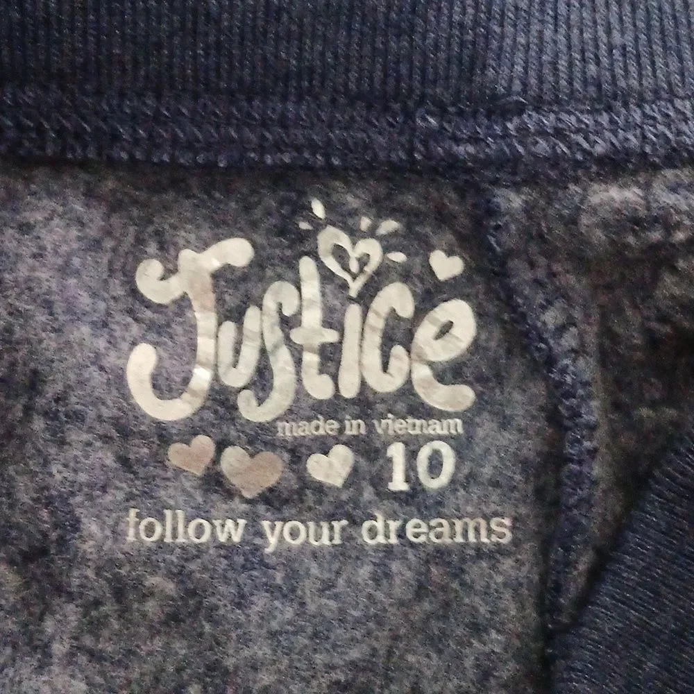 Justice navy purple sweatpants capris  Sz 10 NWOT